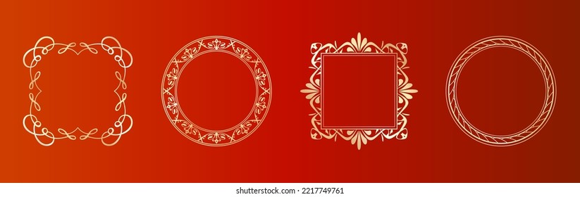 Christmas motif frame design set. Gorgeous and elegant design material