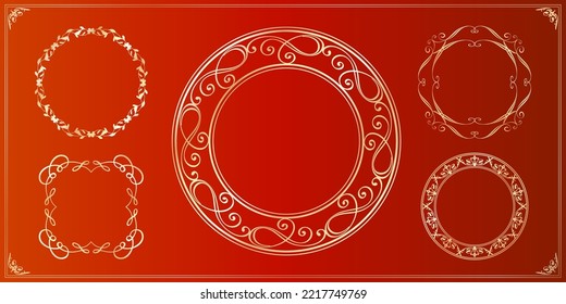 Christmas motif frame design set. Gorgeous and elegant design material