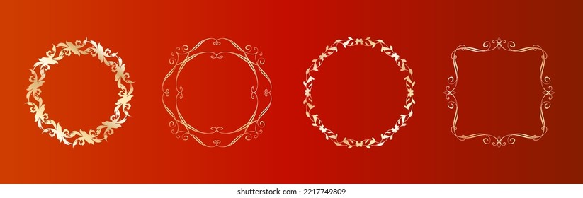 Christmas motif frame design set. Gorgeous and elegant design material