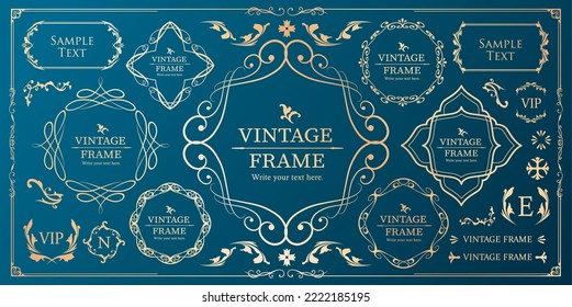 Christmas motif frame design set. Gorgeous and elegant design material