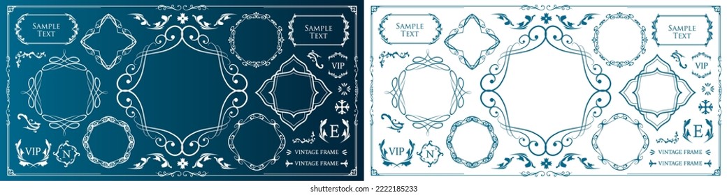 Christmas motif frame design set. Gorgeous and elegant design material