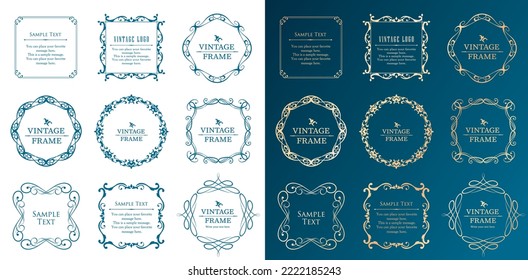 Conjunto de diseño de marcos de motivos de Navidad. Magnífico y elegante material de diseño