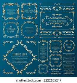 Christmas motif frame design set. Gorgeous and elegant design material