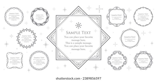 Christmas motif frame design set. Gorgeous and elegant design material