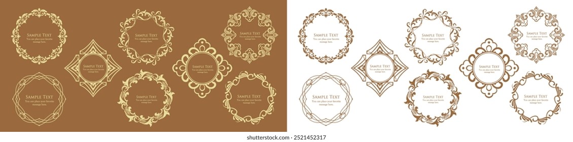 Conjunto de design de moldura de motivo de Natal. Material de design lindo e elegante
