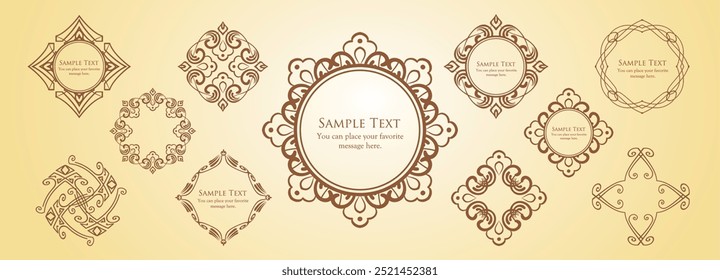 Conjunto de diseño de marco de motivo de Navidades. Material de diseño magnífico y elegante
