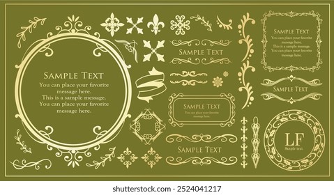 Christmas motif frame design set. Gorgeous and elegant design material