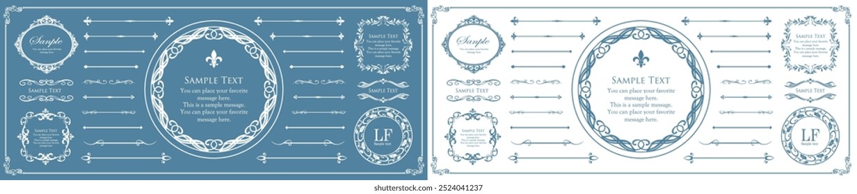 Conjunto de diseño de marco de motivo de Navidades. Material de diseño magnífico y elegante