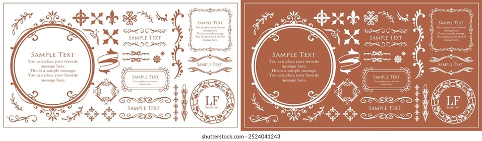 Christmas motif frame design set. Gorgeous and elegant design material