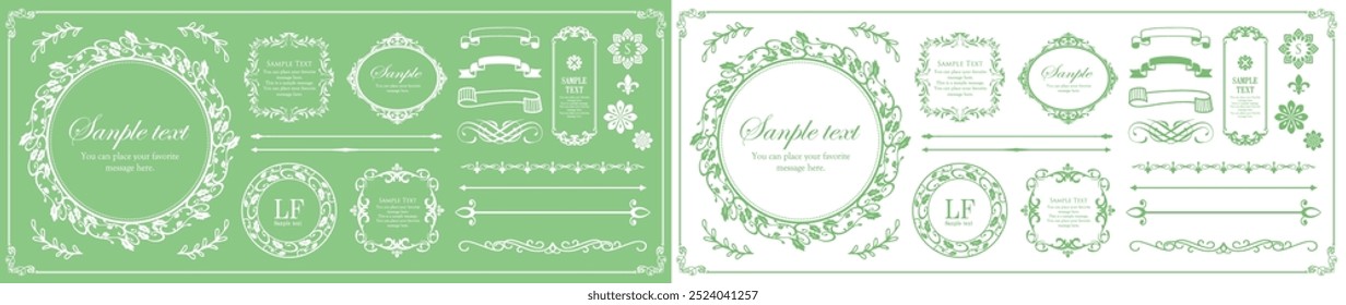 Christmas motif frame design set. Gorgeous and elegant design material