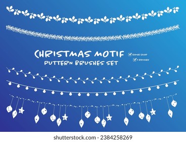 Christmas motif pattern brush set of 5 types, color changeable