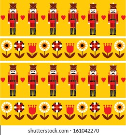 christmas motifs nutcracker and flowers vector/illustration