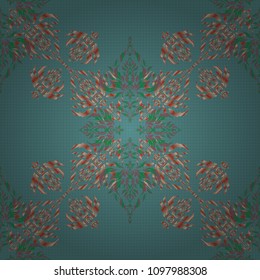 Christmas motley snowflakes seamless pattern. Symbol holiday, New Year 2018 celebration. Winter snow design wallpaper. Vector illustration. Pink and orange glitter snowflakes.