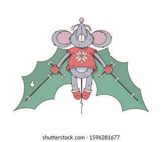 Christmas mouse flies using holly wings