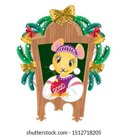 Christmas mouse in the window, Russian style