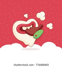 Christmas mouth bites "like" icon on a red background