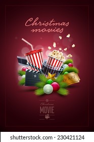 Christmas movie concept design template. Elements are layered separately in vector file.