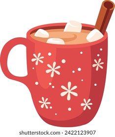 Christmas Mug With Hot Drink Vector Illustration