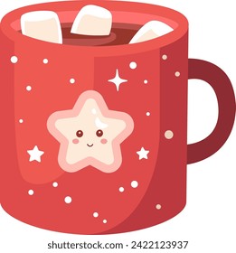 Mug De Navidad Con Ilustración De Vector De Bebidas Calientes