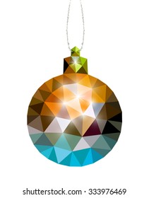 Christmas multicolor ball. Christmas decoration. Polygonal Mosaic. Triangular low poly style. Vector illustration.