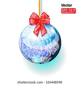 Christmas multicolor blue ball isolated on white background vector
