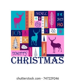 Christmas multicolor modern card.Vector
