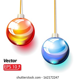 Christmas multicolor red and blue balls isolated on white background vector