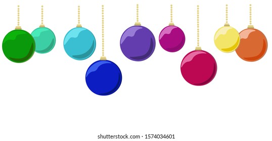 Christmas multicolored glass balls vector set