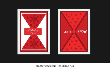 Kerst meerlaagse cadeaubon met tekst Vakantie magie en laat het sneeuwen.
