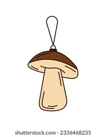 Christmas mushroom toy. Vector illustration in cartoon style isolated on white background.