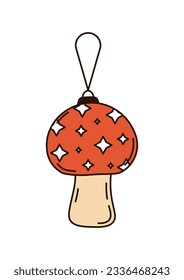 Christmas mushroom toy. Vector illustration in cartoon style isolated on white background.