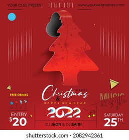 Christmas Music Party Event Flyer Poster for New Year 2022.