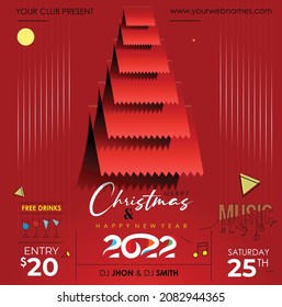 Christmas Music Party Event Flyer Poster for New Year 2022.