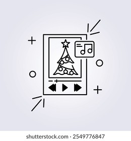 Weihnachtsmusik Wiedergabeliste Symbol Illustration Vektordesign, Template Element Weihnachtssymbol Aufkleber Design