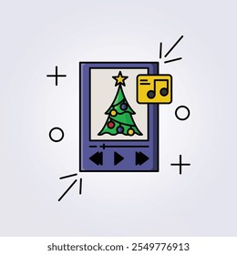 Weihnachtsmusik Wiedergabeliste Symbol Illustration Vektordesign, Template Element Weihnachtssymbol Aufkleber Design