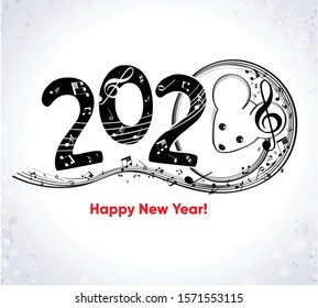Christmas musical background with mouse 2020