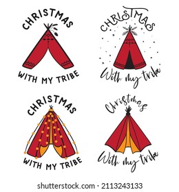 Christmas With My Tribe, Christmas quotes, Christmas vector