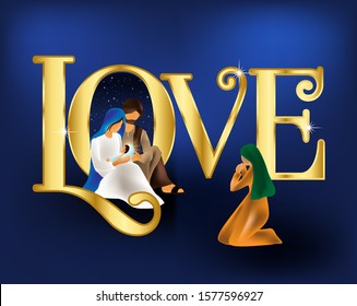 Christmas nativity concept with holy family design, vector illustration 