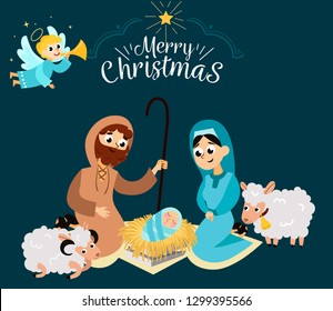 Christmas nativity religious Bethlehem crib scene in holy family