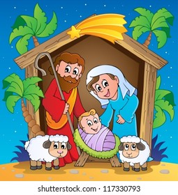 Weihnachtskrippe 3 - Vektorgrafik.