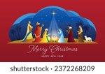 Christmas Nativity Scene: The Adoration of Three Wise Men.