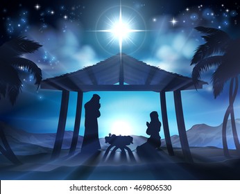 Christian Christmas Nativity Scene Baby Jesus Stock Vector (Royalty ...