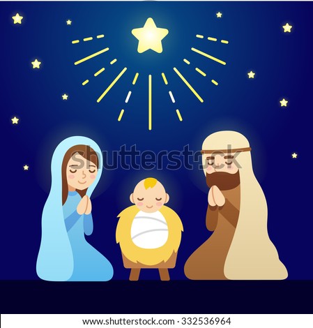 christmas nativity scene baby jesus mary のベクター画像素材