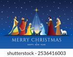 Christmas Nativity scene background. Vector illustration.