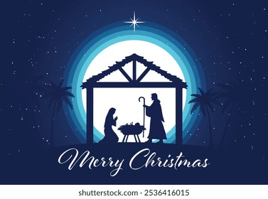 Christmas Nativity scene background. Vector illustration.