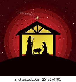 Christmas Nativity scene background. Vector illustration.