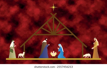 Christmas Nativity scene background. Vector illustration EPS10.