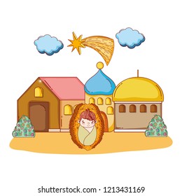 Christmas nativity scene cartoon