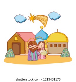 Christmas nativity scene cartoon