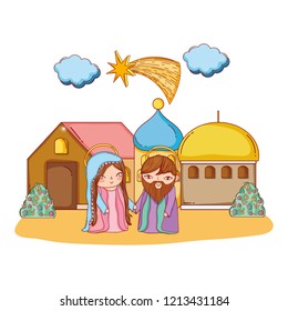 Christmas nativity scene cartoon